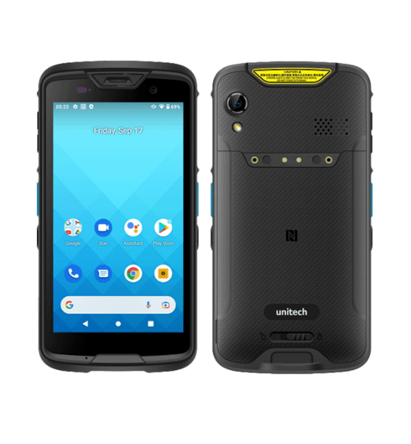 Le Terminal Mobile Unitech EA630 de Wiio type smartphone de dos et de face, avec caméra 13 MP, grand écran tactile 5,7" HD