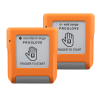 Deux bagues scanner proglove mark display 2 orange avec écran et bouton trigger gris. standard et mid range