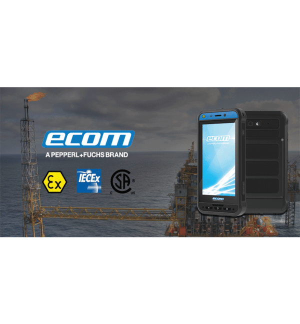 Terminal mobile ATEX ECOM photo du produit avec logo de la marque