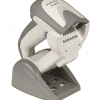 Scanner Datalogic Gryphon 4200 photo du scanner blanc vue de face dans son support