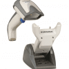 Scanner Datalogic Gryphon 4200 photo du scanner blanc vue de face avec son support