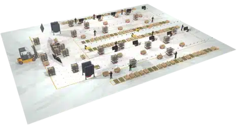 Schema goods to person palettes en intralogistique