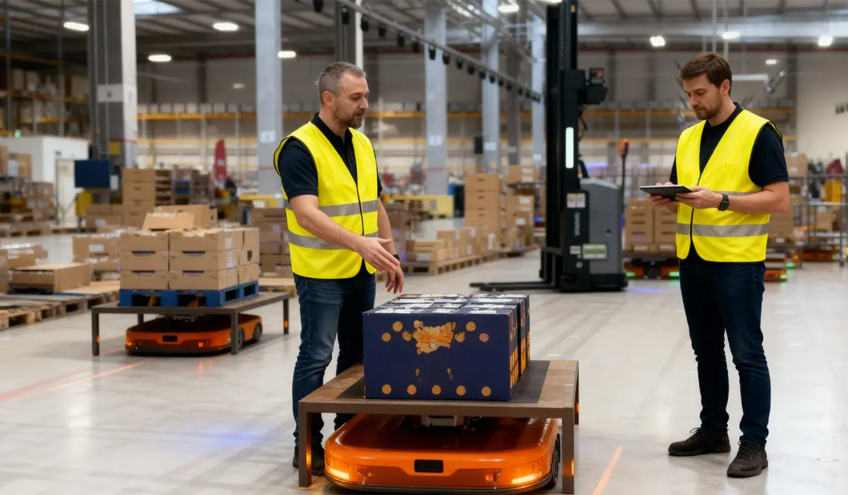 Schéma qui représente l'Automatisation du déplacement de marchandises vers les postes de prélèvements