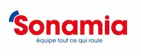 Logo Sonamia, éditeur logiciel supply chain, avec le slogan "équipe tout ce qui roule".