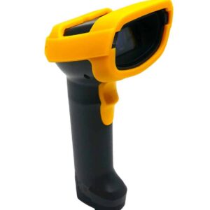 Scanner Unitech MS852LR longue portée, jaune et noir.