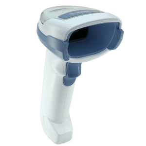 Scanner Zebra DS2200 sans fil, idéal pour la lecture de codes-barres en magasin.