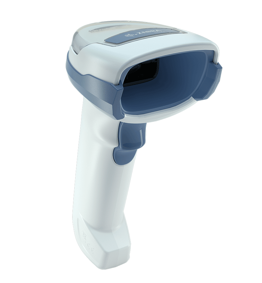 Scanner Zebra DS2200 sans fil, idéal pour la lecture de codes-barres en magasin.