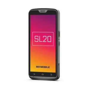 Terminal mobile M3 SL20 affichant l'écran d'accueil coloré.