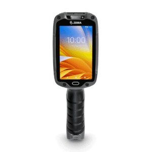 Terminal TC8300 Zebra industriel avec écran affichant l'heure 10:00.