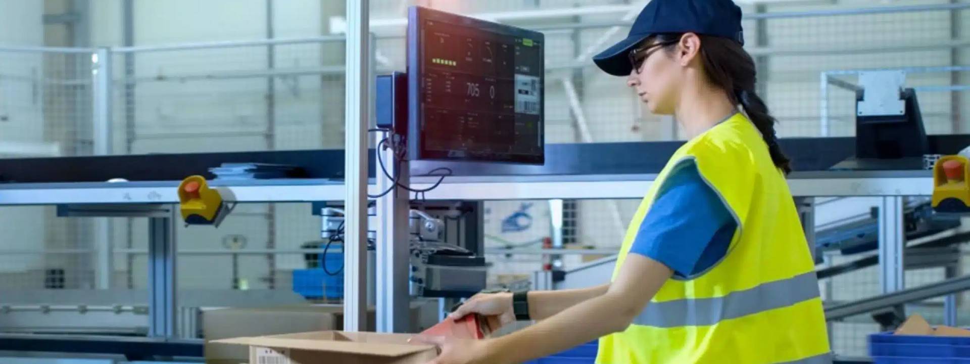 Employée préparant une commande dans un entrepôt. Solutions de préparation de commande.