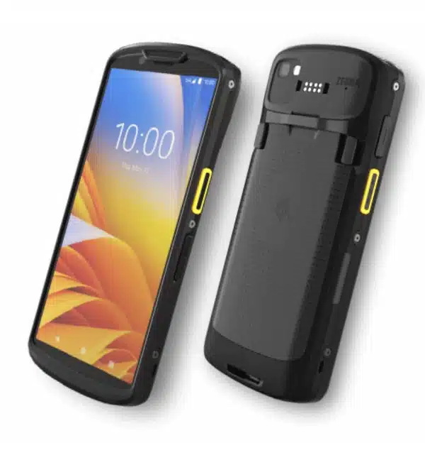 Terminal mobile Zebra TC53/58 : vue avant et arrière de l'appareil.