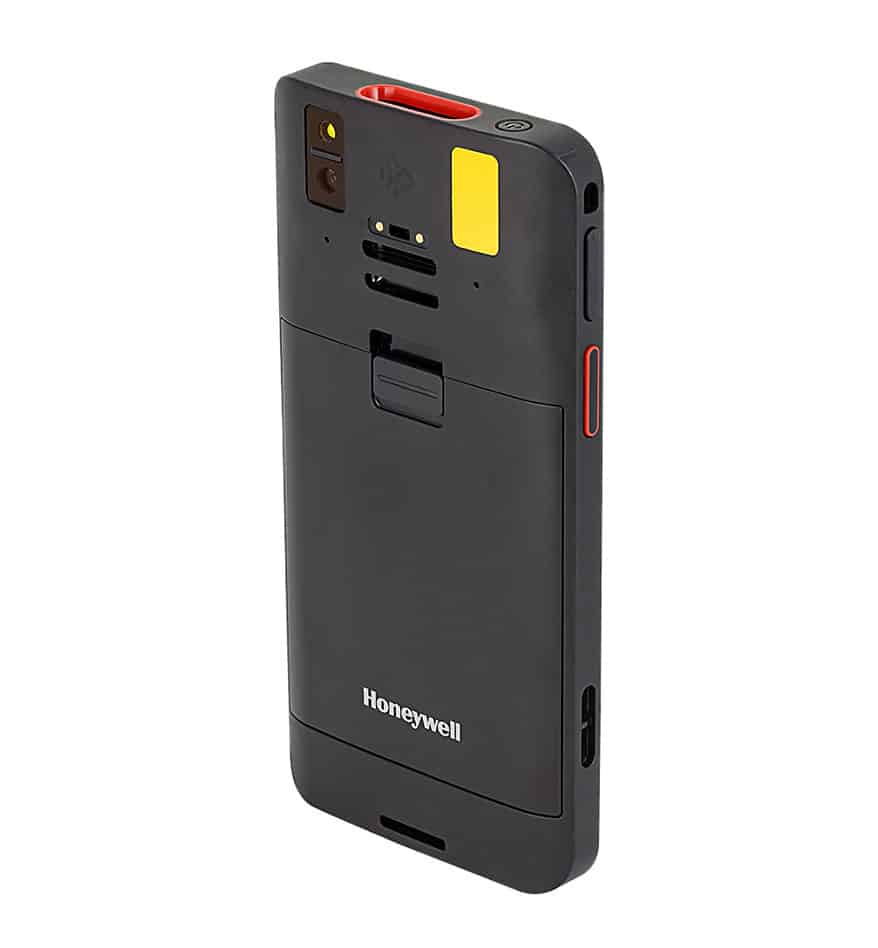 Terminal mobile durci CT30XP Honeywell, vue arrière. Appareil robuste pour environnements exigeants.