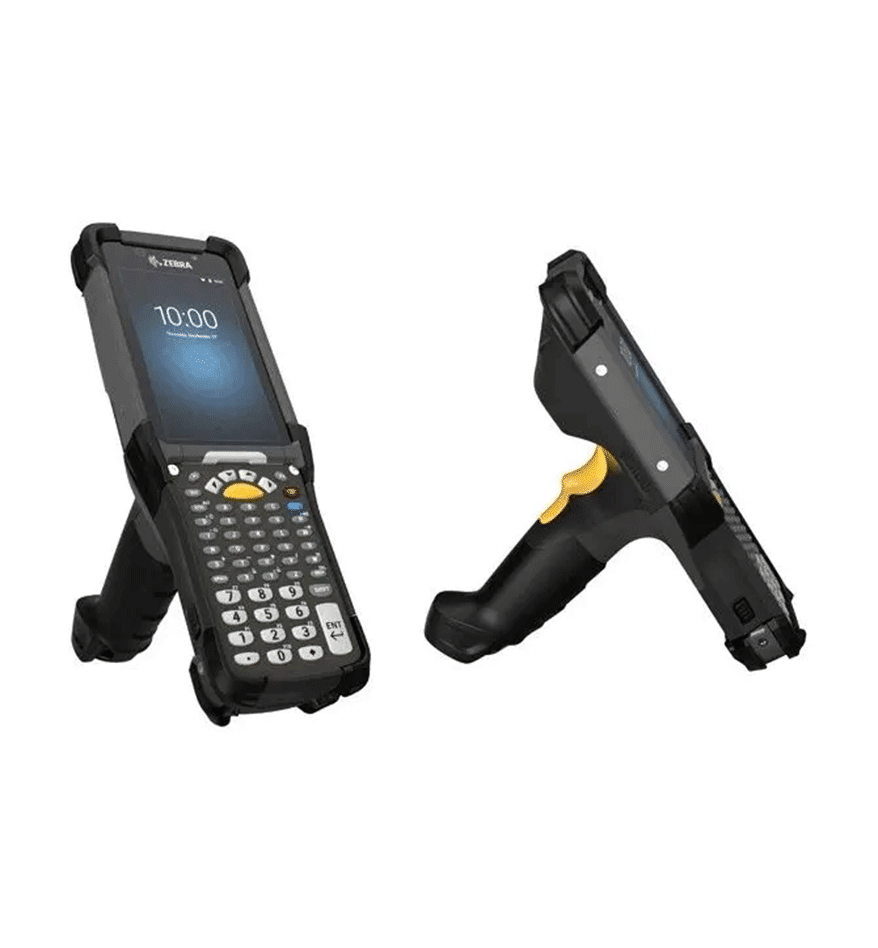 Terminal MC9300 Zebra durci, vue de face et de profil. Robuste et performant.