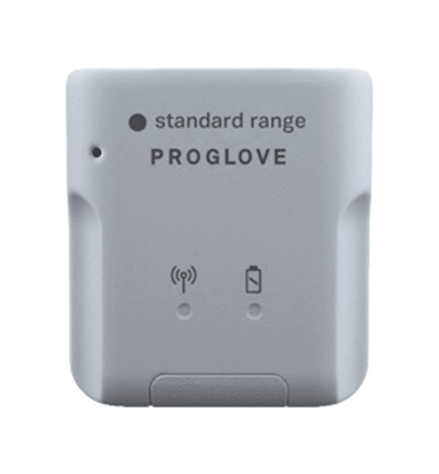 Scanner MARK Basic ProGlove : appareil standard avec indicateur de batterie et de signal sans fil.