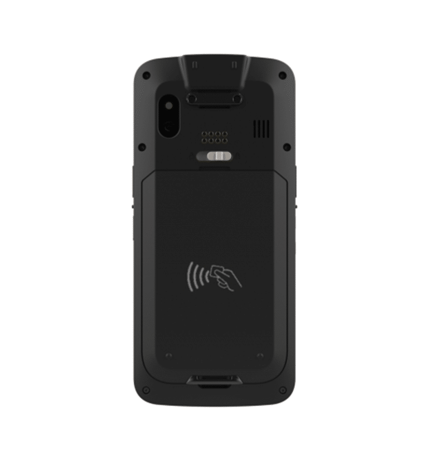 Terminal mobile M3 SL20 noir, vue arrière avec lecteur de carte sans contact.