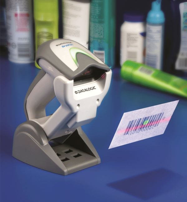 Scanner Datalogic Gryphon 4200 en train de scanner un code-barres.