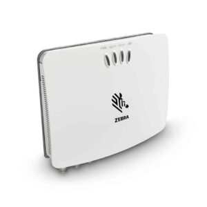 Lecteur RFID fixe Zebra FX7500 blanc avec logo Zebra. Appareil de lecture RFID.