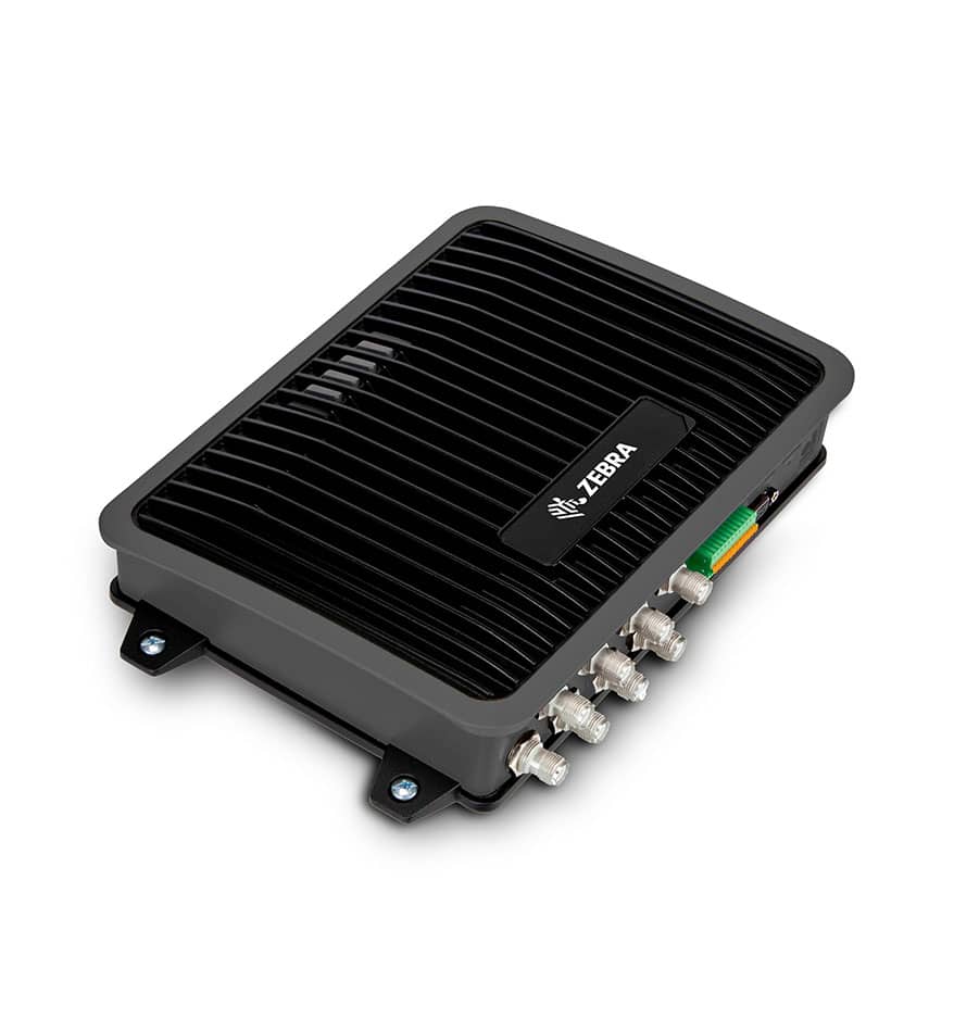 Lecteur RFID fixe Zebra FX9600 noir avec ports d'antenne.