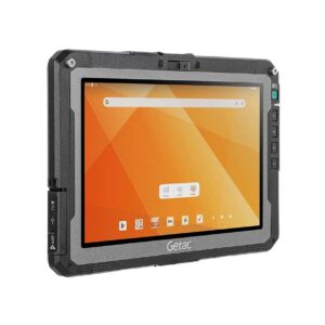 Tablette durcie Getac ZX10 avec écran allumé montrant l'interface Android.