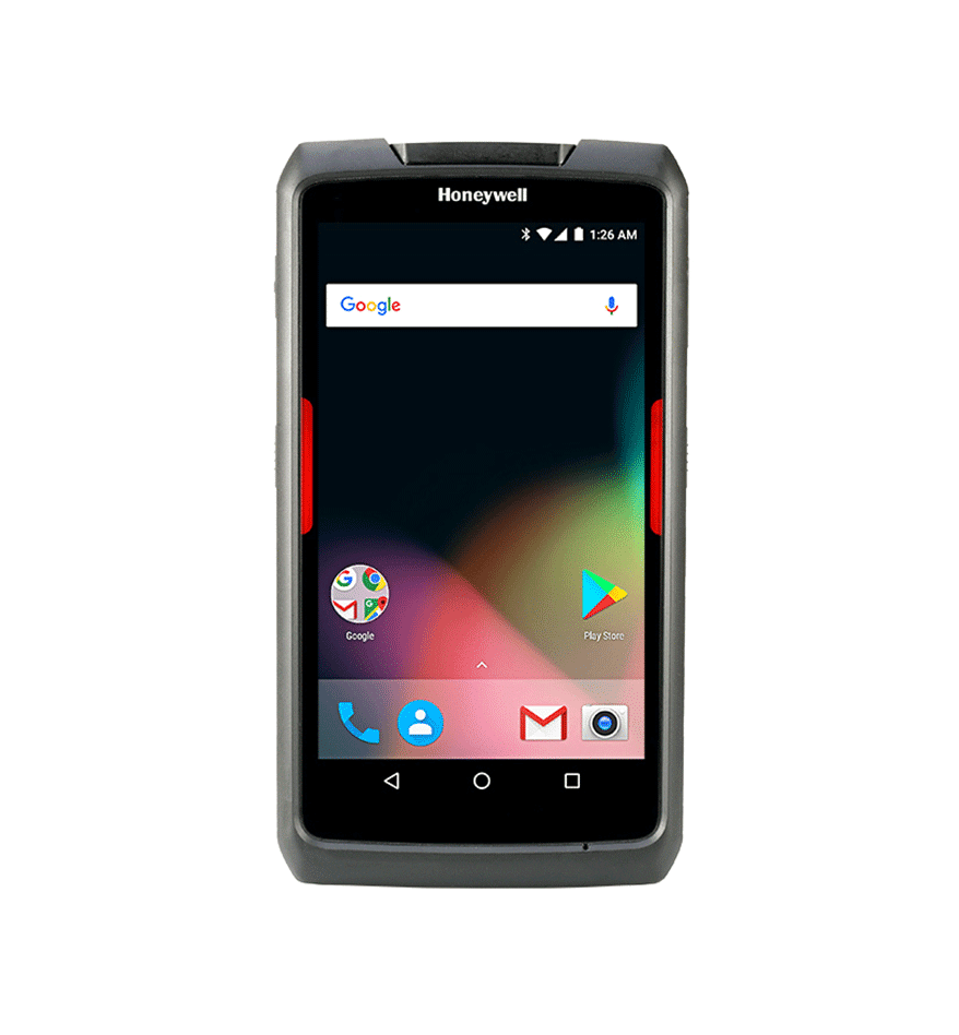 Scanner Honeywell EDA71 avec écran d'accueil affichant la barre de recherche Google.