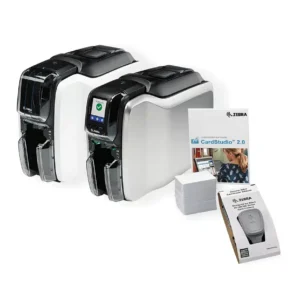 Imprimante carte Zebra ZC300, logiciel CardStudio 2.0 et rubans d'imprimante Zebra.