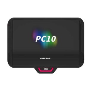 Panel PC M3 Mobile PC10. Écran noir avec le logo M3 Mobile.