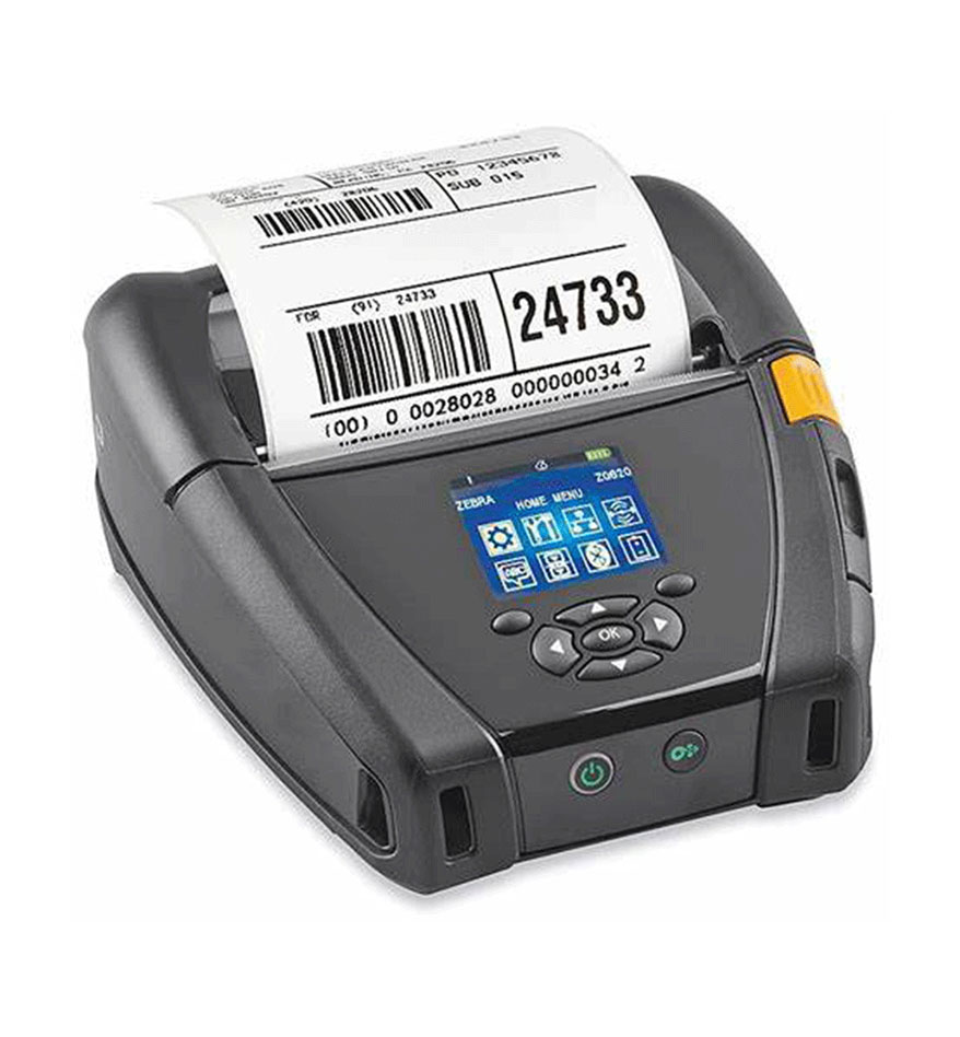 Imprimante mobile Zebra ZQ630 imprimant une étiquette. Idéale pour l'impression en déplacement.