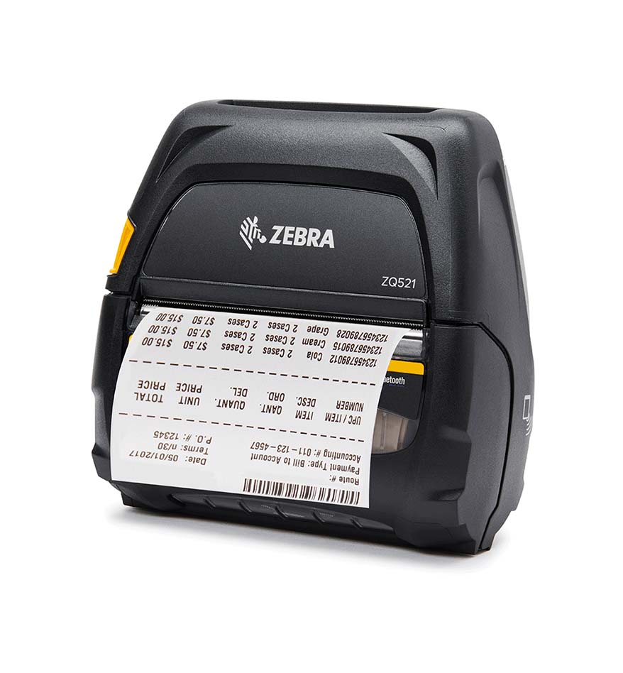 Imprimante mobile Zebra ZQ521 imprimant un reçu. Idéal pour les transactions en déplacement.