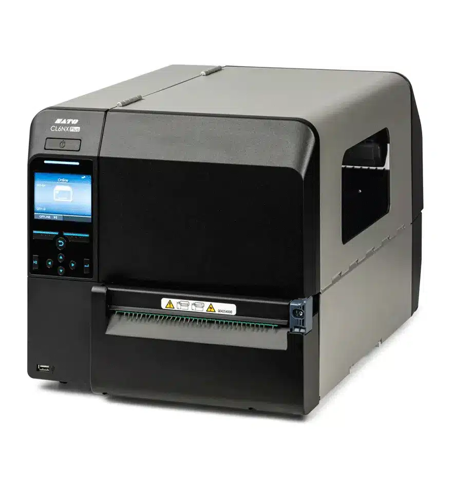 Imprimante industrielle SATO CL6NX avec écran tactile.
