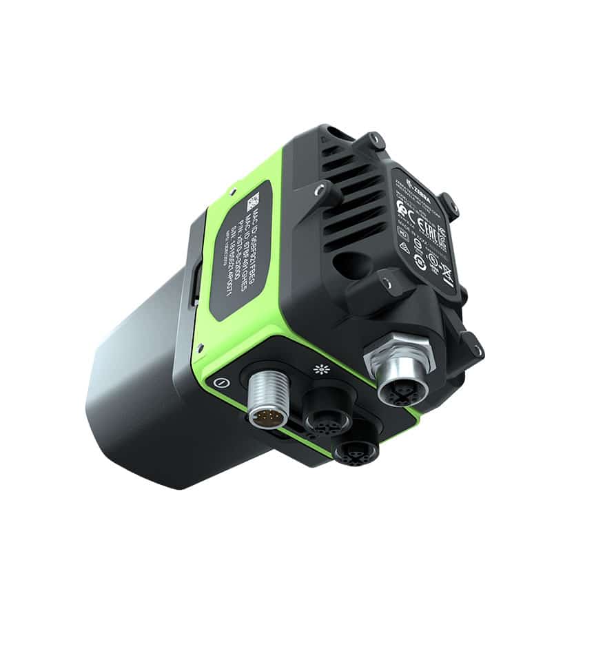 Scanner fixe Zebra FS70, vue rapprochée des ports de connexion. Scanner FS70 Zebra.