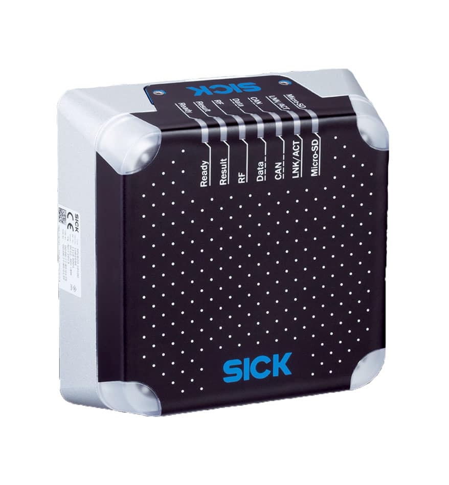 Lecteur RFID UHF Sick RFU620 : boîtier carré avec connecteurs et indicateurs LED.