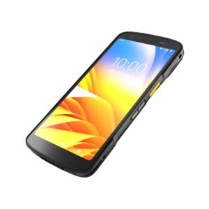 Terminal mobile Zebra TC22 affichant l'heure 10:00 sur un écran lumineux.