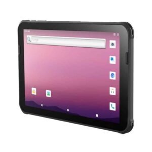 Tablette Honeywell EDA10A avec écran d'accueil Android et coque de protection robuste.