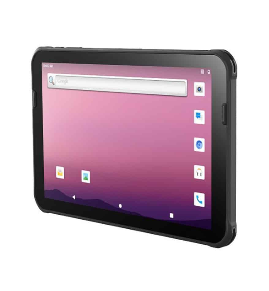 Tablette Honeywell EDA10A avec écran d'accueil Android et coque de protection robuste.