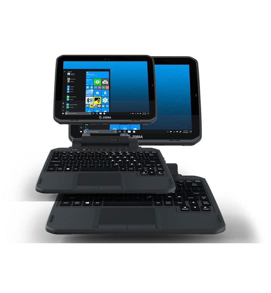 Tablette durcie Zebra ET80/ET85 avec clavier, idéale pour les environnements exigeants.