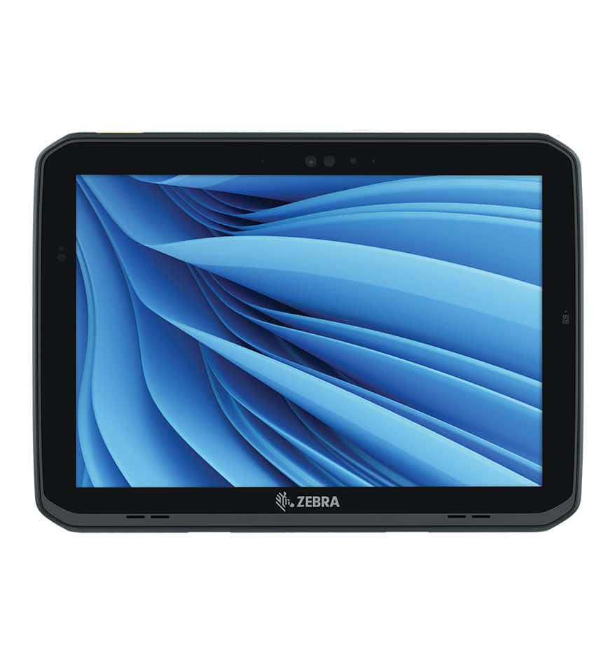Tablette durcie Zebra ET80/ET85 avec écran bleu abstrait.