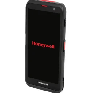 Terminal mobile EDA52 Honeywell avec écran noir affichant le logo Honeywell.