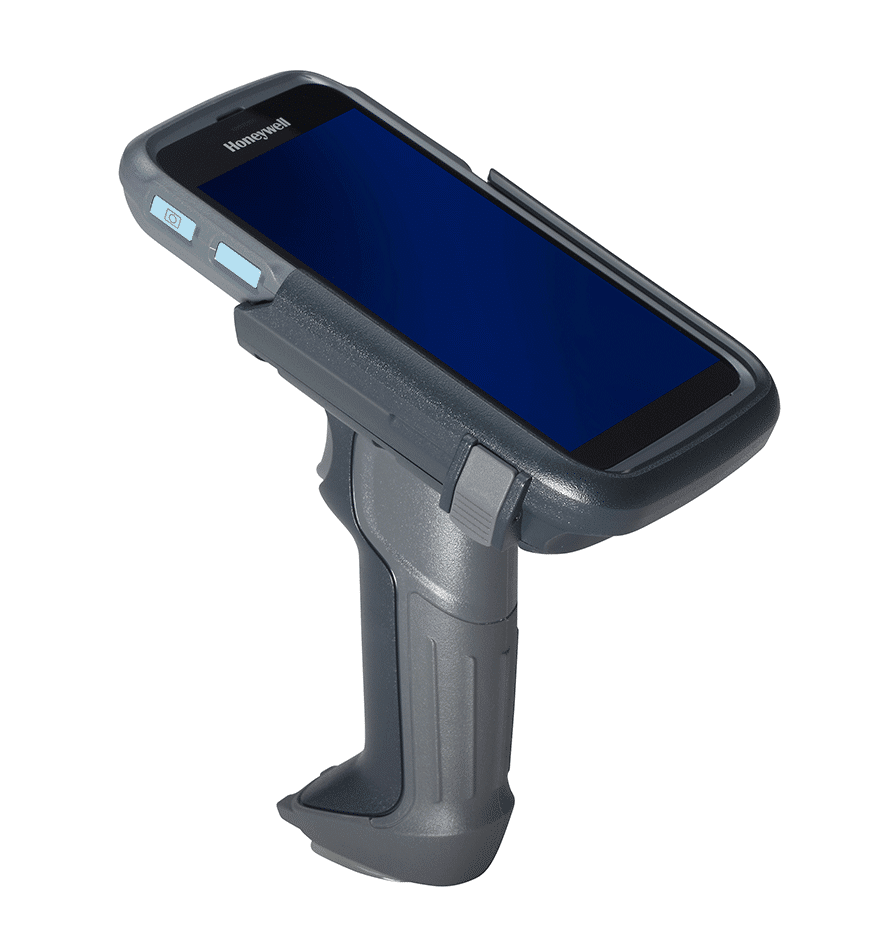 Terminal mobile robuste Honeywell CT60 ATEX, vue en perspective.