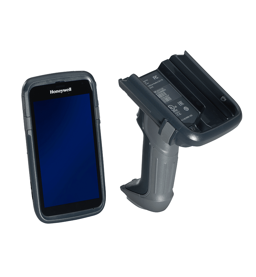 Terminal CT60 Honeywell robuste et sa poignée pistolet.