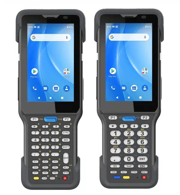 Terminal HT730 Unitech industriel avec clavier numérique et écran tactile affichant l'heure.