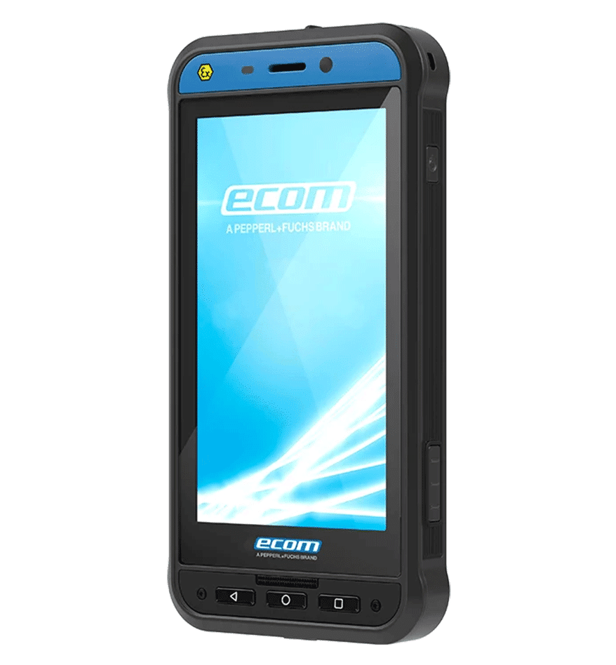 Terminal ATEX Smart-Ex 02 DZ1 ECOM, appareil mobile robuste pour environnements dangereux.