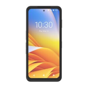 Terminal mobile RFID Zebra EM45 affichant l'heure 10:30 sur un écran coloré.