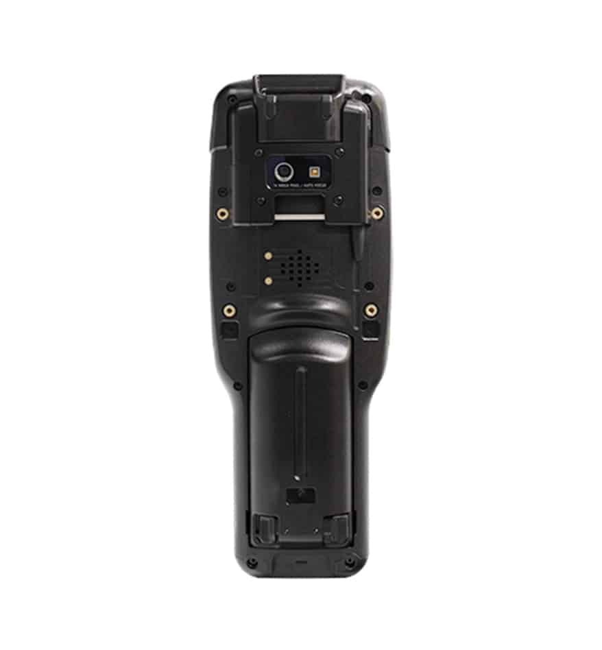 Dos du terminal industriel M3 Mobile UL20X, montrant la caméra et le logement de la batterie.