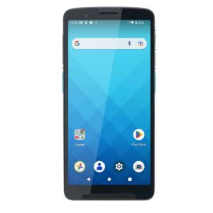 Terminal mobile Unitech EA660 avec écran d'accueil Android affichant l'heure, la batterie et les applications Google.