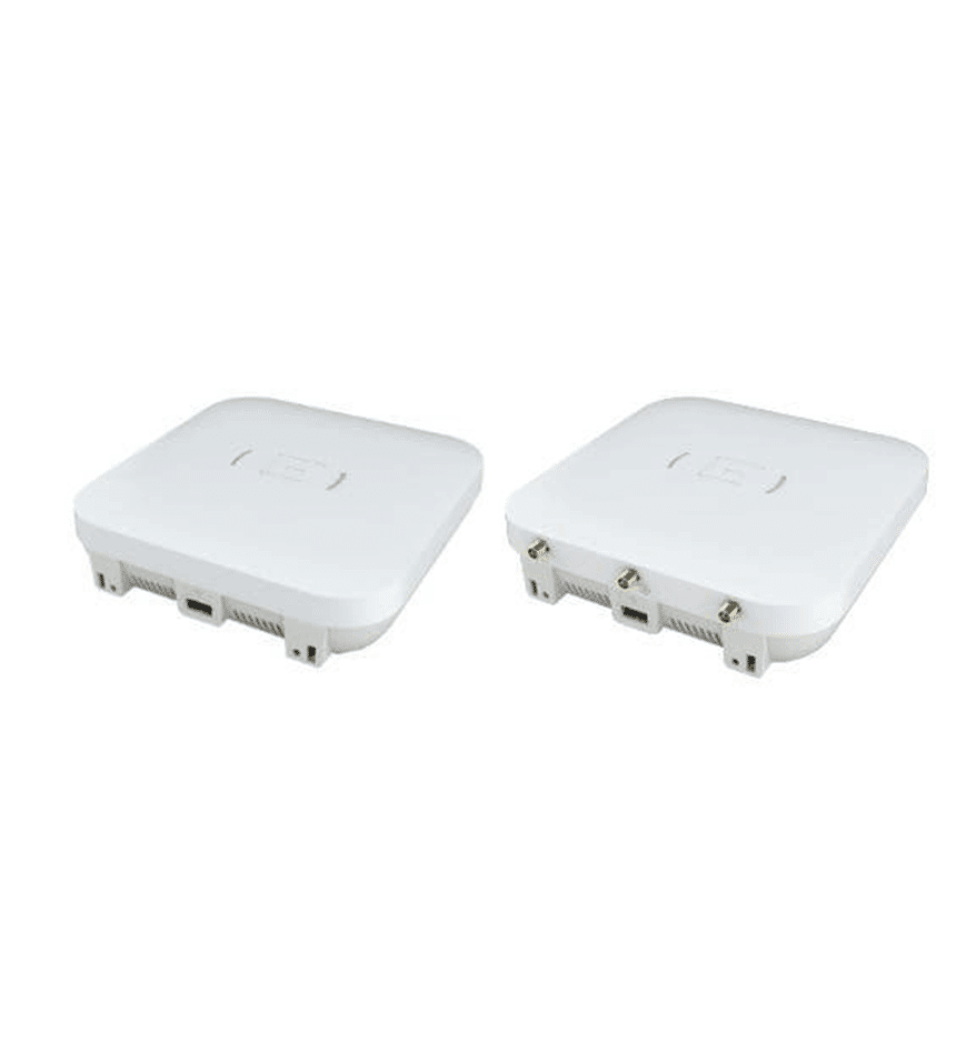 Points d’accès Wi-Fi AP310i/e Extreme Network. Deux appareils blancs carrés.