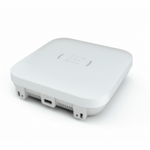 Point d'accès Wi-Fi 6 AP310i/e Extreme Networks blanc, vue en perspective.