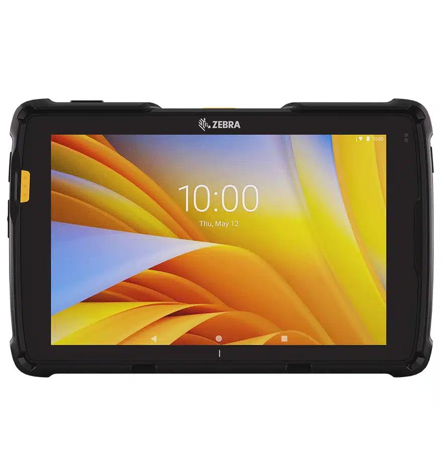 Tablette durcie Zebra ET40-45 affichant l'heure 10:00.