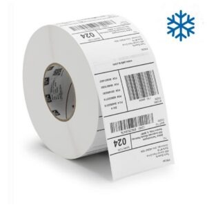 Rouleau d'étiquettes polypropylène Zebra avec informations d'expédition et codes-barres. Étiquettes Polypropylène.