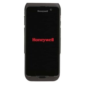 Terminal mobile Honeywell CT47 avec écran noir affichant le logo Honeywell.