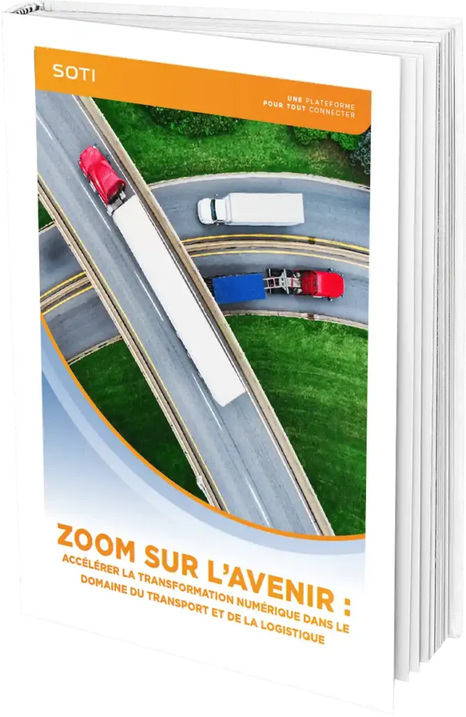 Couverture du livre blanc SOTI : Accélérer la transformation numérique dans le transport et la logistique.